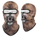 Breathable Bakool silk motorcycle skull mask in a graphic design, laid flat showing its 36cm by 29cm size.