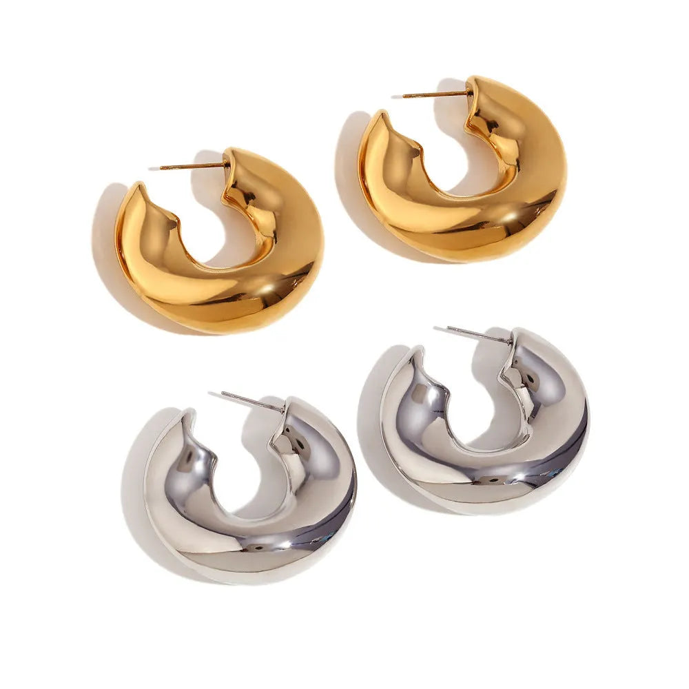 Women's stainless steel geometric hollow irregular line earrings in gold