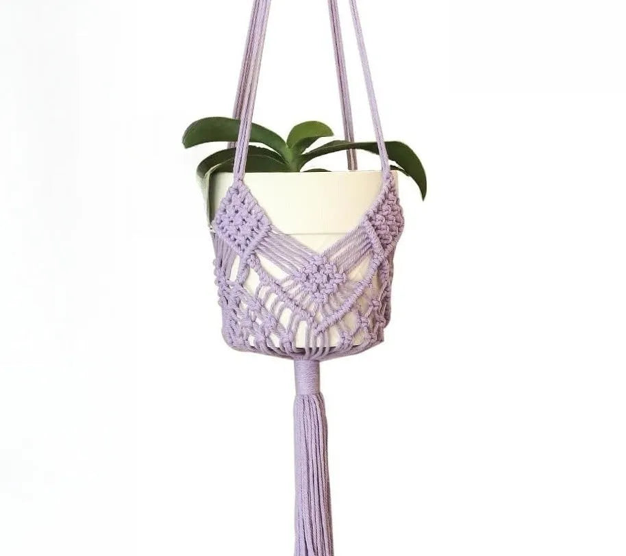 Hand-woven polyester cotton flower pot in minimalist design with textured surface