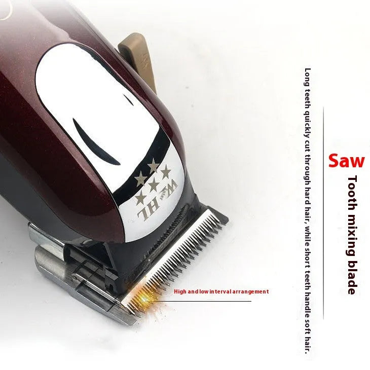 Hair cutting set with charging clippers and stainless steel cutter head including EU UK US plug adapters