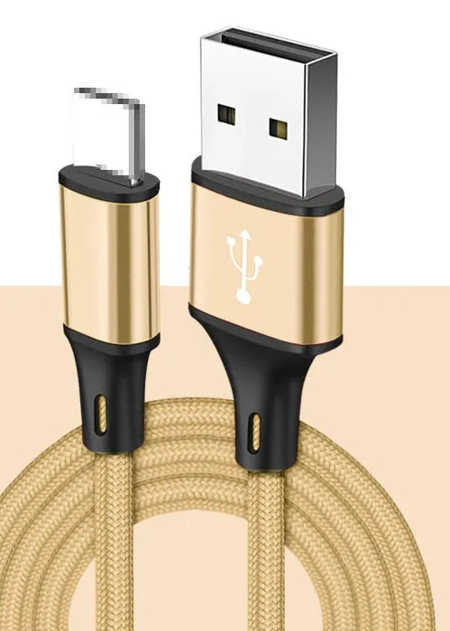 Black USB to TYPE C mobile phone charging cable shown at 2 metre length.