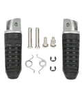 Black aluminium alloy motorcycle foot pedals for Suzuki Hayabusa and V-Strom models.