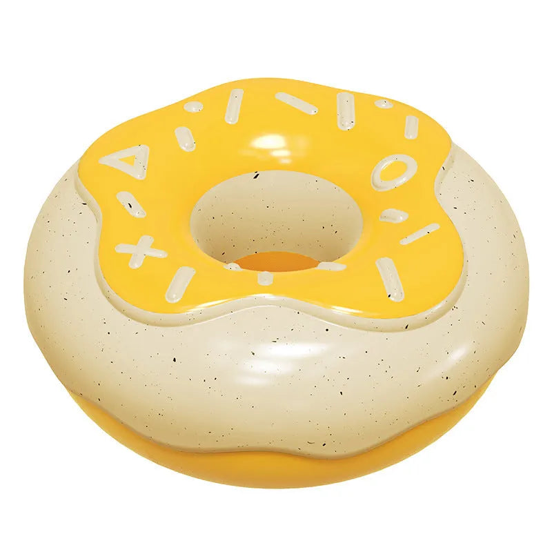 Donut shaped TPR dog toy in pink yellow or chocolate for molar teeth cleaning with sound