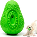 Green natural rubber dog chew toy with avocado shape and textured surface for aggressive chewers