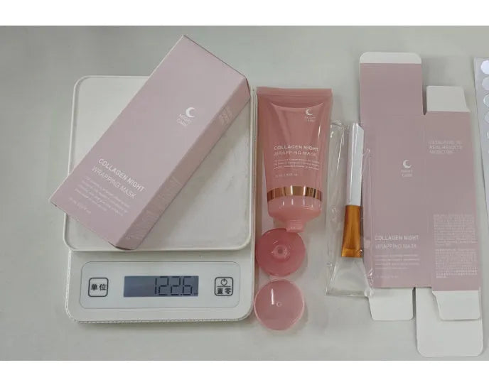 75ml collagen night facial mask bottle with application brush for firming and anti-wrinkle skin care