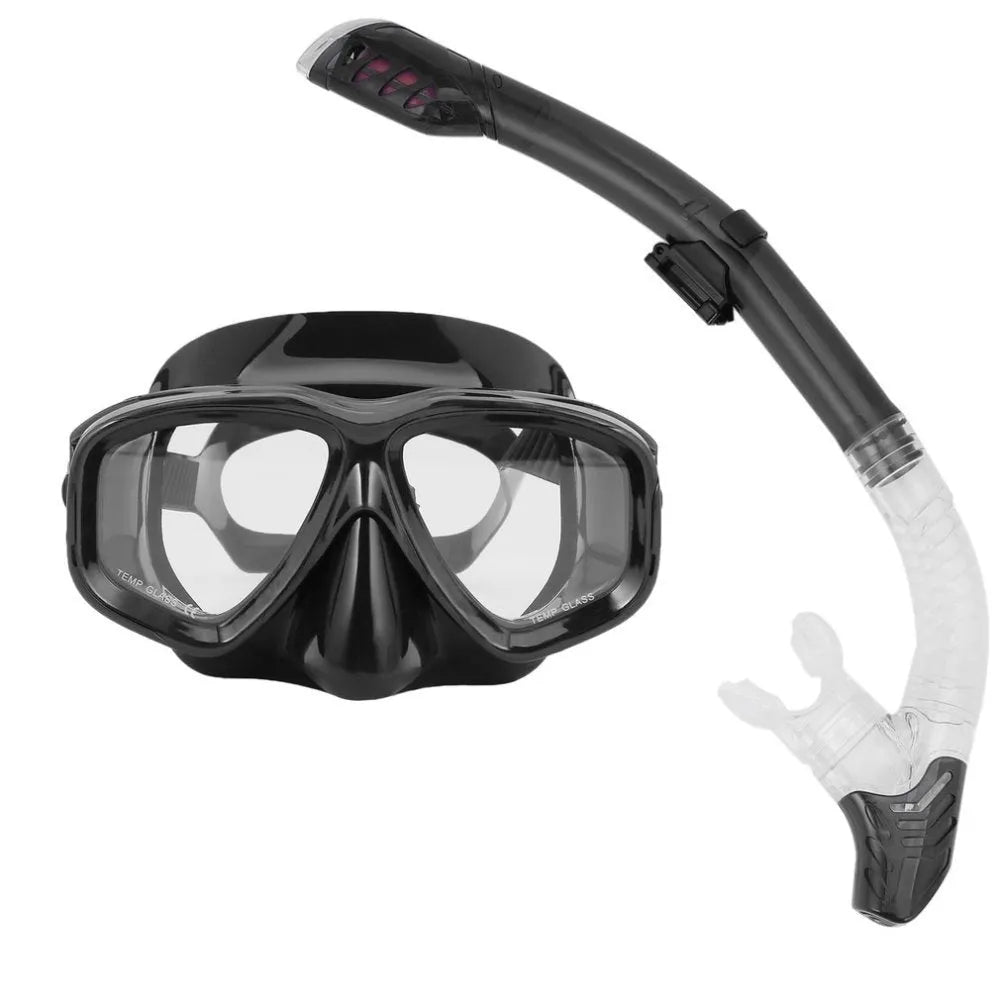 Snorkelling goggles with anti-fog lens, PC frame, and adjustable silicone strap in blue colour