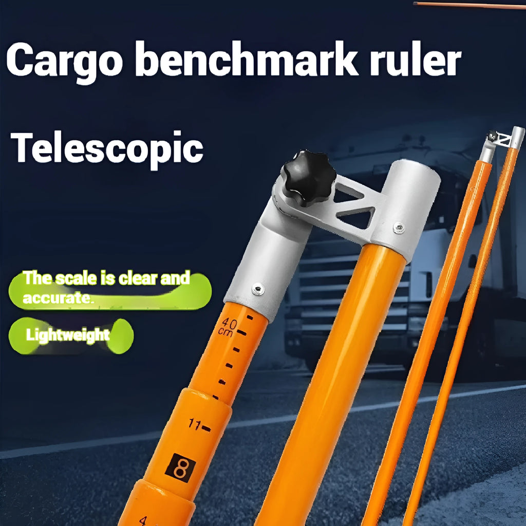 Telescopic truck height measuring rod extended to full height with clear measurement markings visible