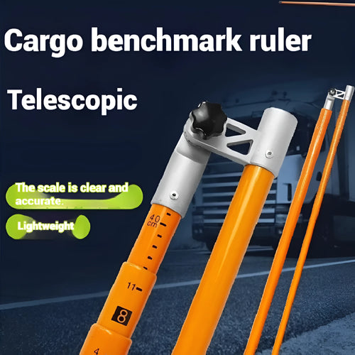 Telescopic truck height measuring rod extended to full height with clear measurement markings visible