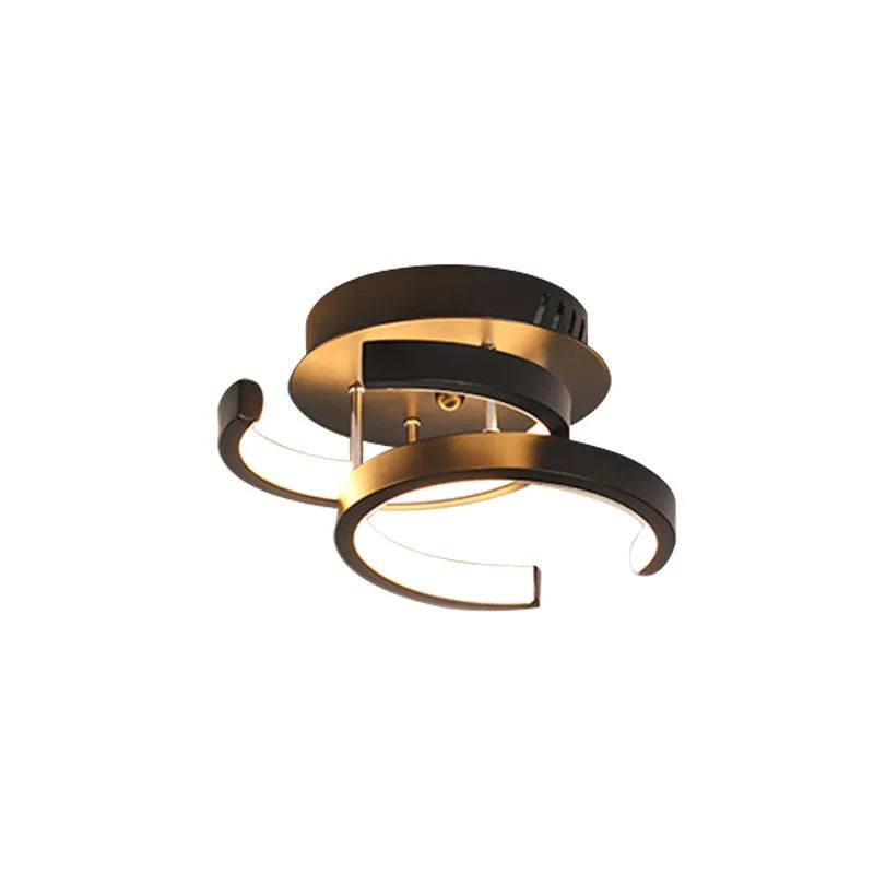 Commercial corridor lighting fixture with round lampshade in black double semicircle or white double circle styles