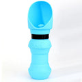 Folded and unfolded silicone pet cup in a choice of colours, showing its portable design.