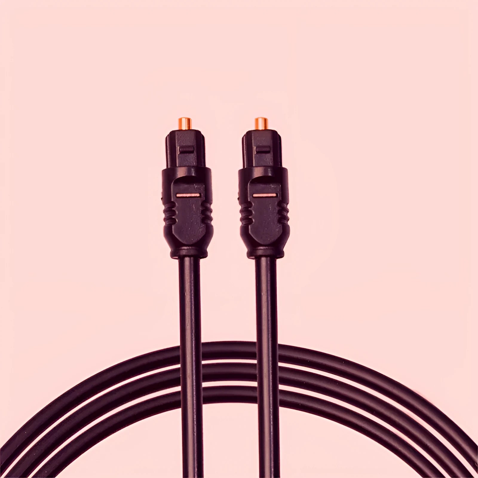 Black Toslink digital optical audio cable with 4mm square connector and 2 metre length
