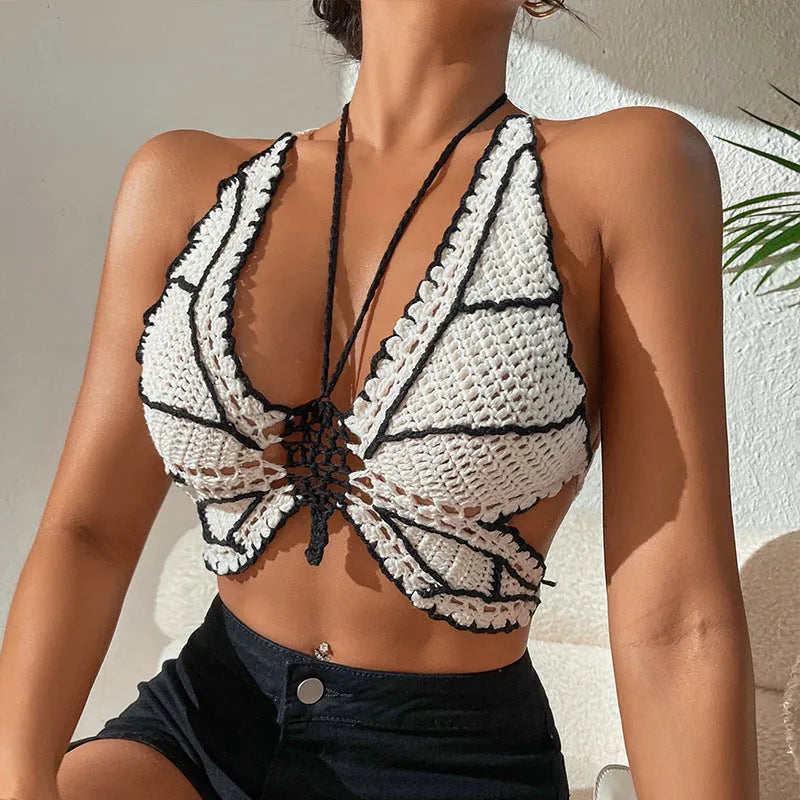 Black women's classic bikini swimsuit made from acrylic fabric.