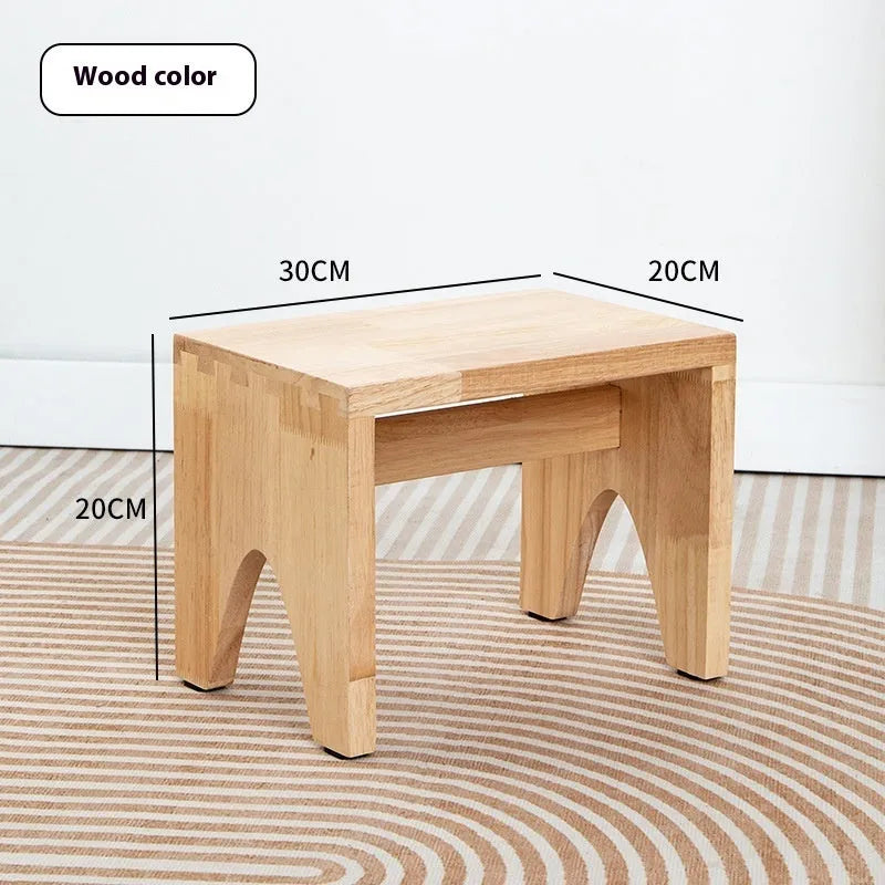 Distressed solid wood shoe changing stool with bracket structure