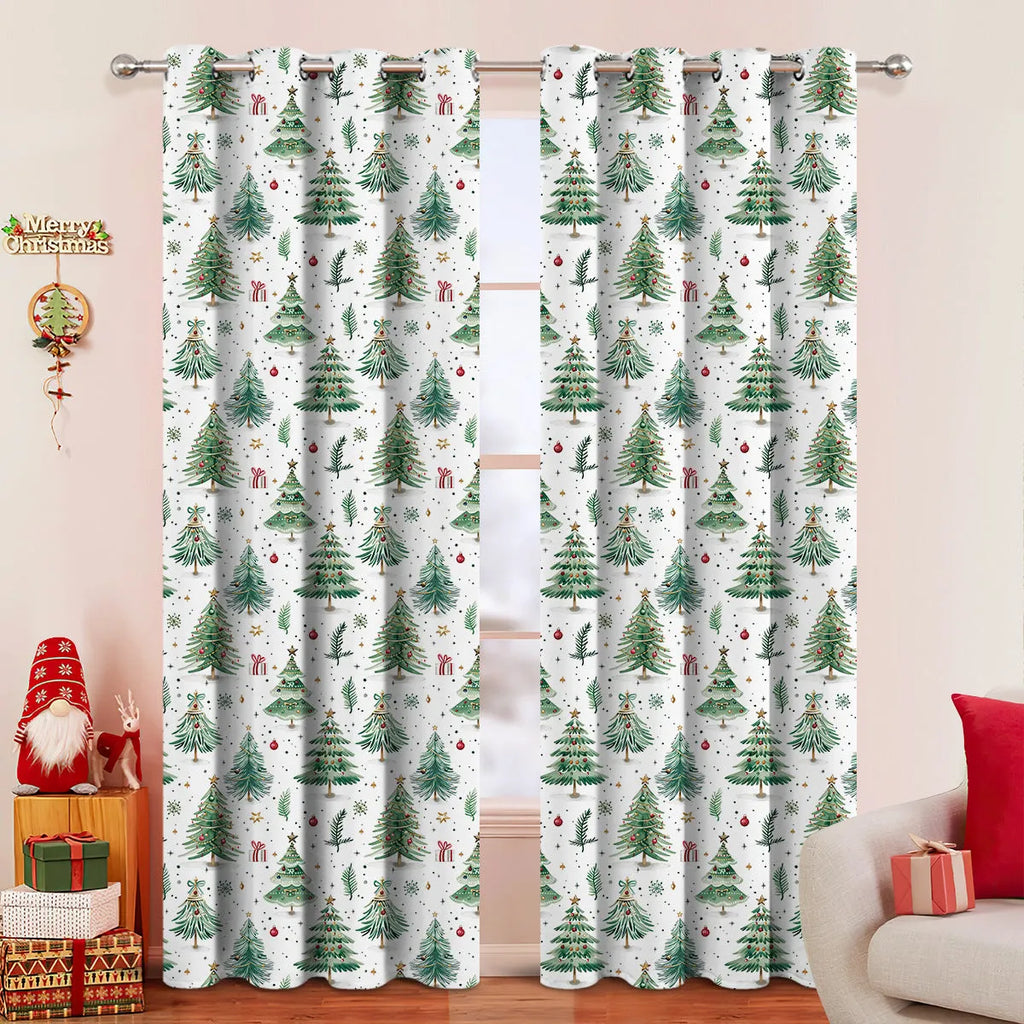 Christmas Forest polyester punching shading curtain in modern simple style with high sunshade function and multiple size options for window decoration