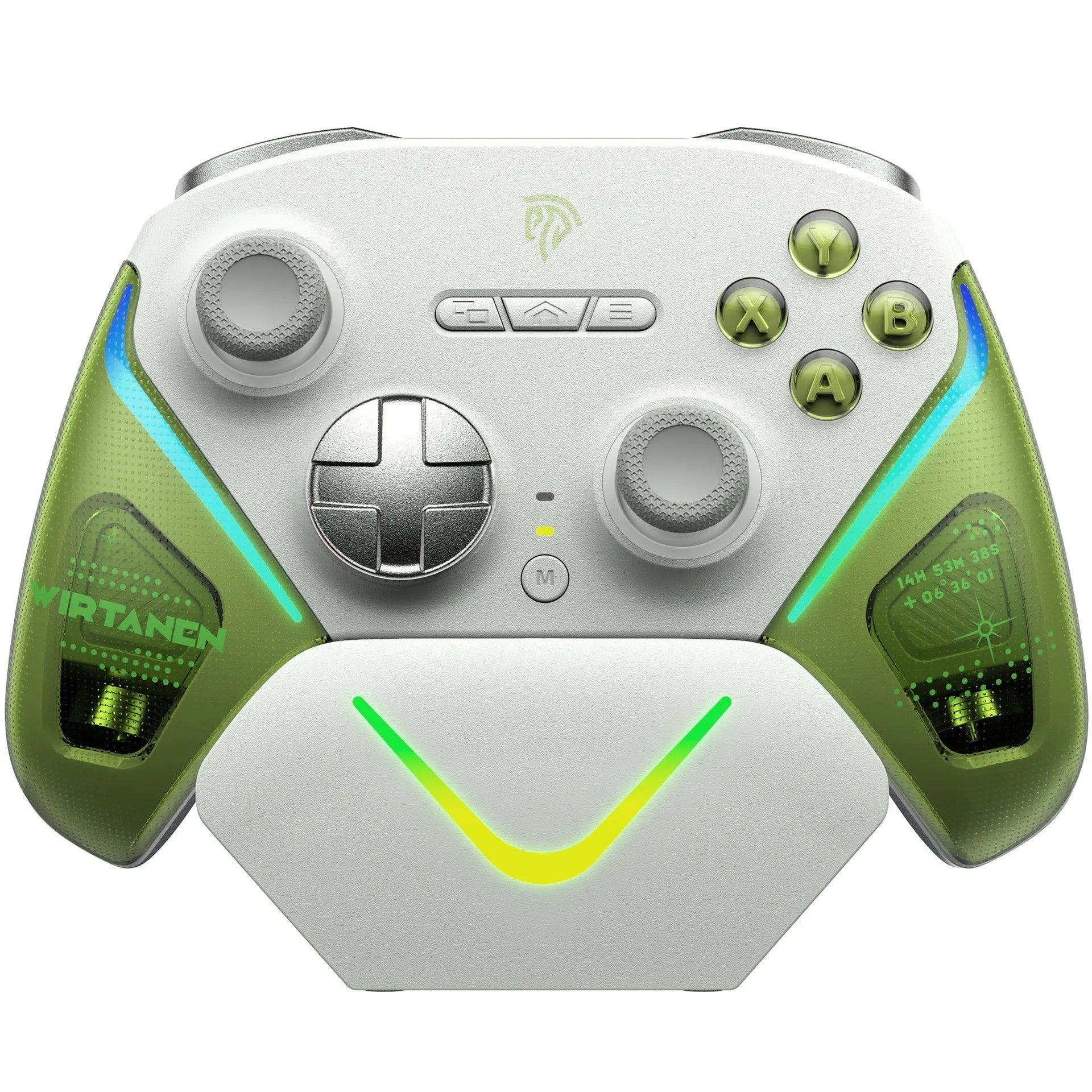 Rocker Smart Startstop Charging Base gaming controller in black, green, or purple colour options
