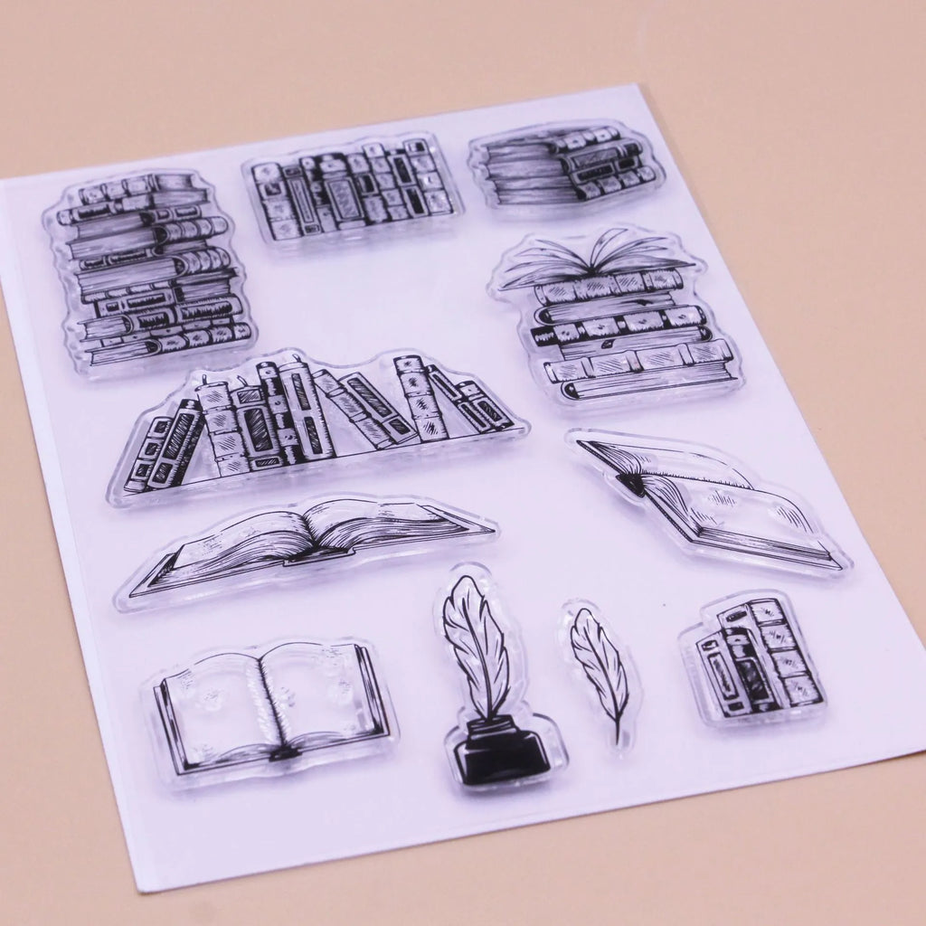 Transparent silicone stamp measuring 11x16cm with self-adhesive backing for handmade cards