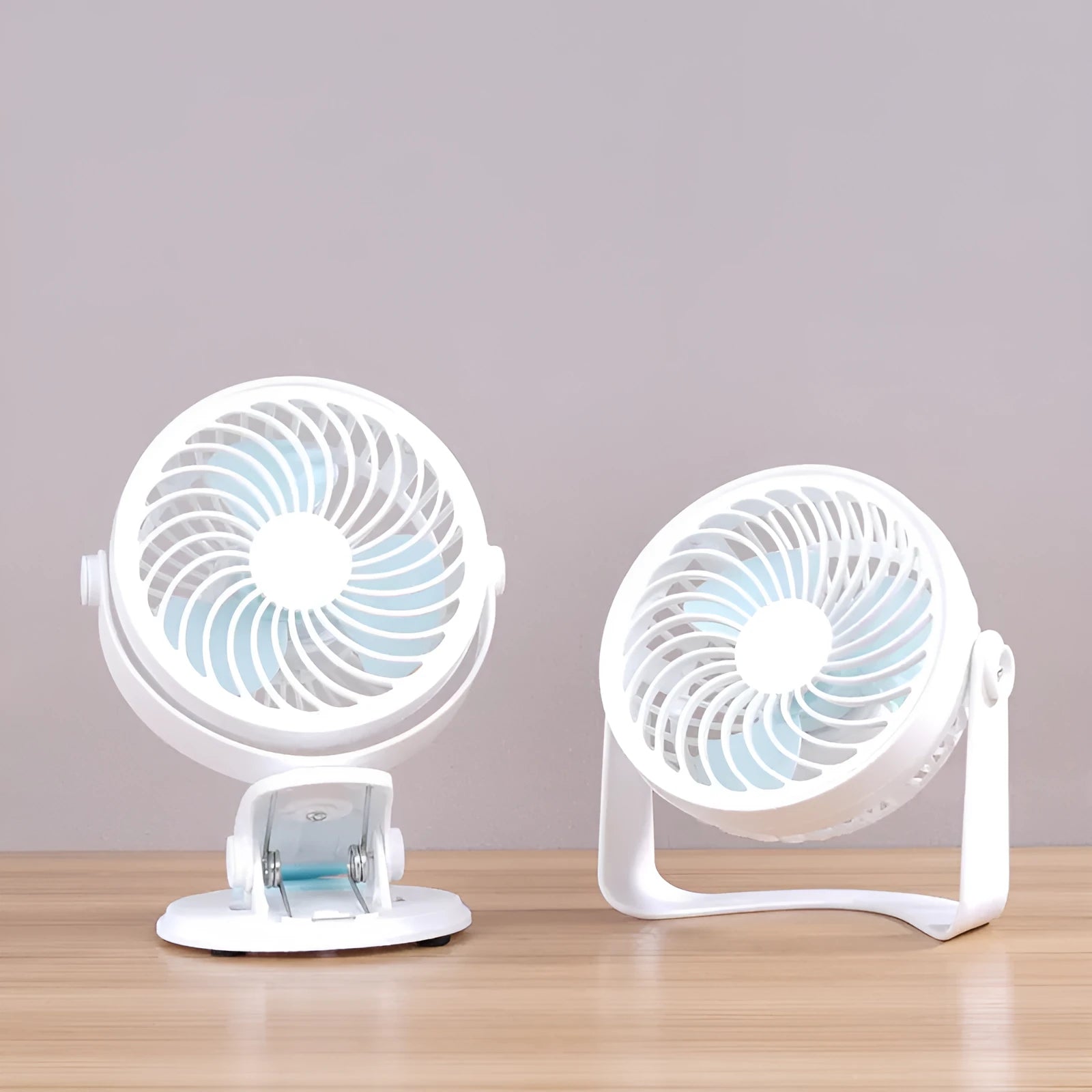 USB clip fan with compact 19cm design for quiet desktop cooling