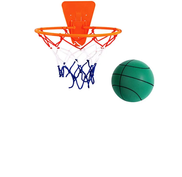 Silent foam basketball set in assorted colours with blue storage box