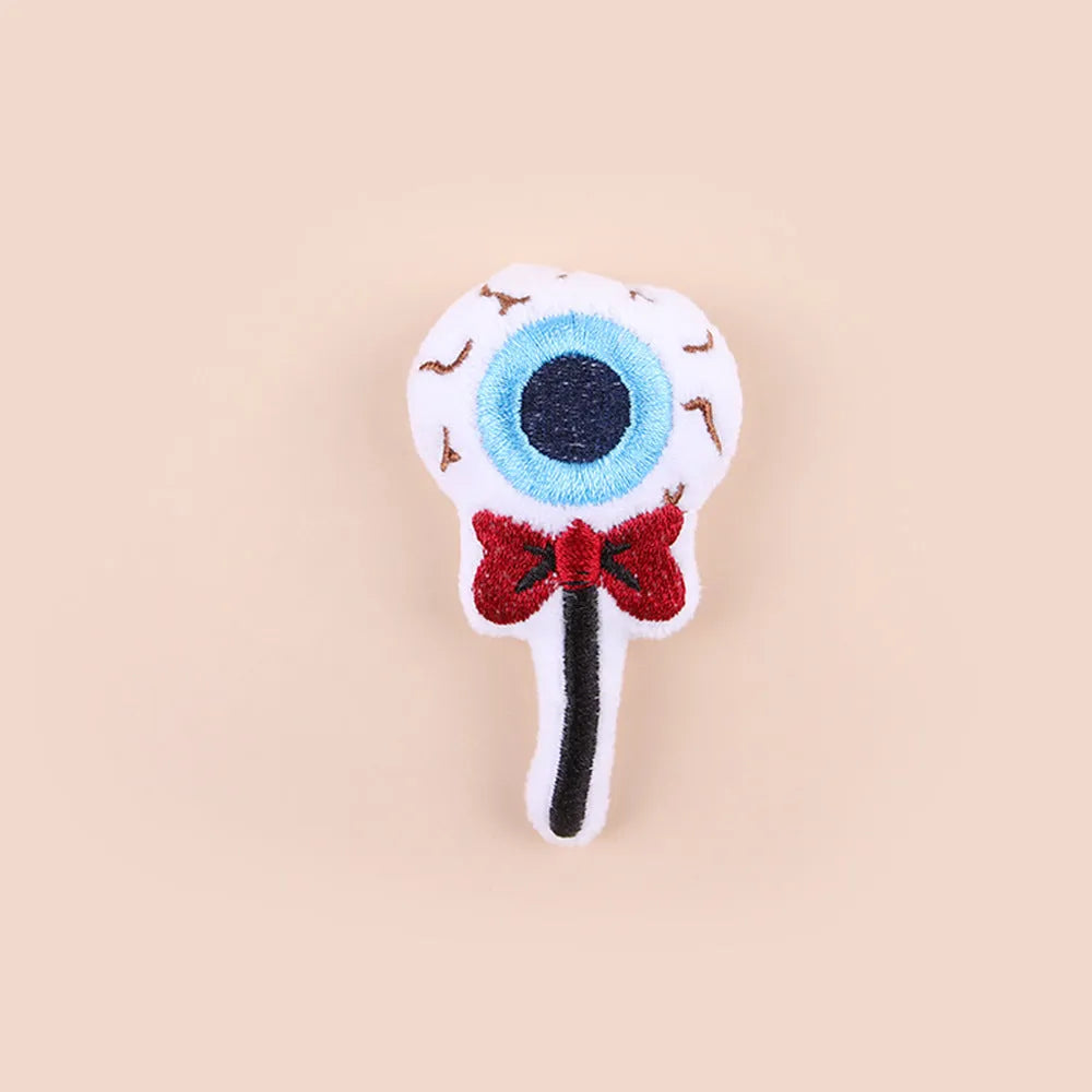 Small plush cat teaser toy in candy and eyes designs for interactive play with cats
