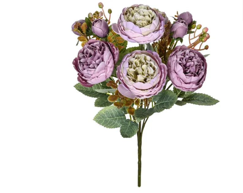 Silk artificial peony bouquet in champagne colour for wedding and home decoration