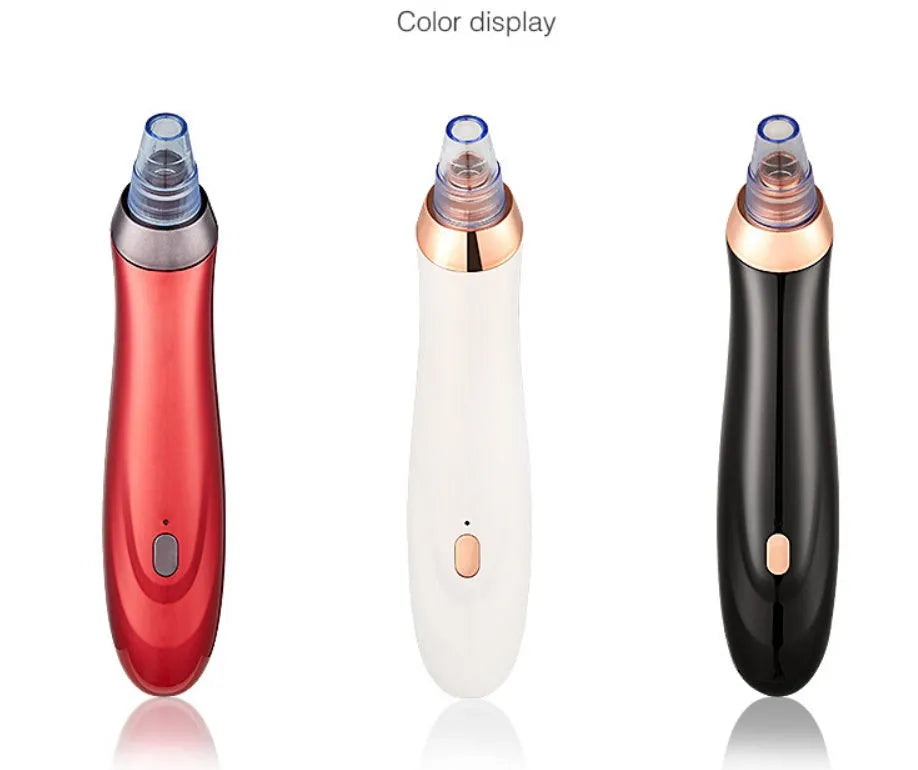 Electric blackhead remover device with vacuum suction pump and multiple nozzle attachments for pore cleaning