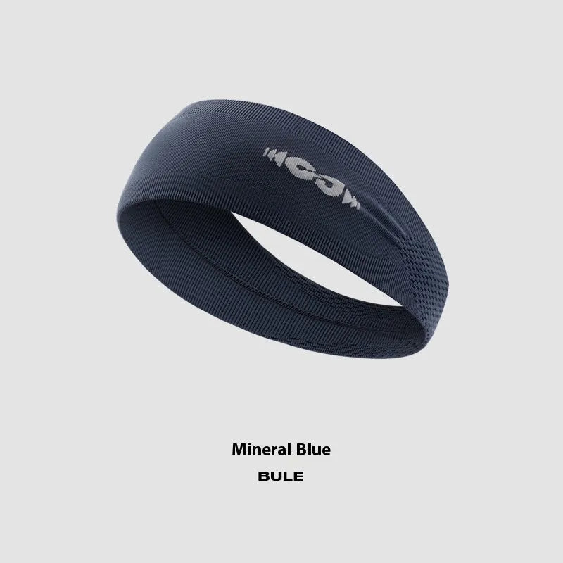 Classic black seamless knitted sports hair band for men and women on a white background.