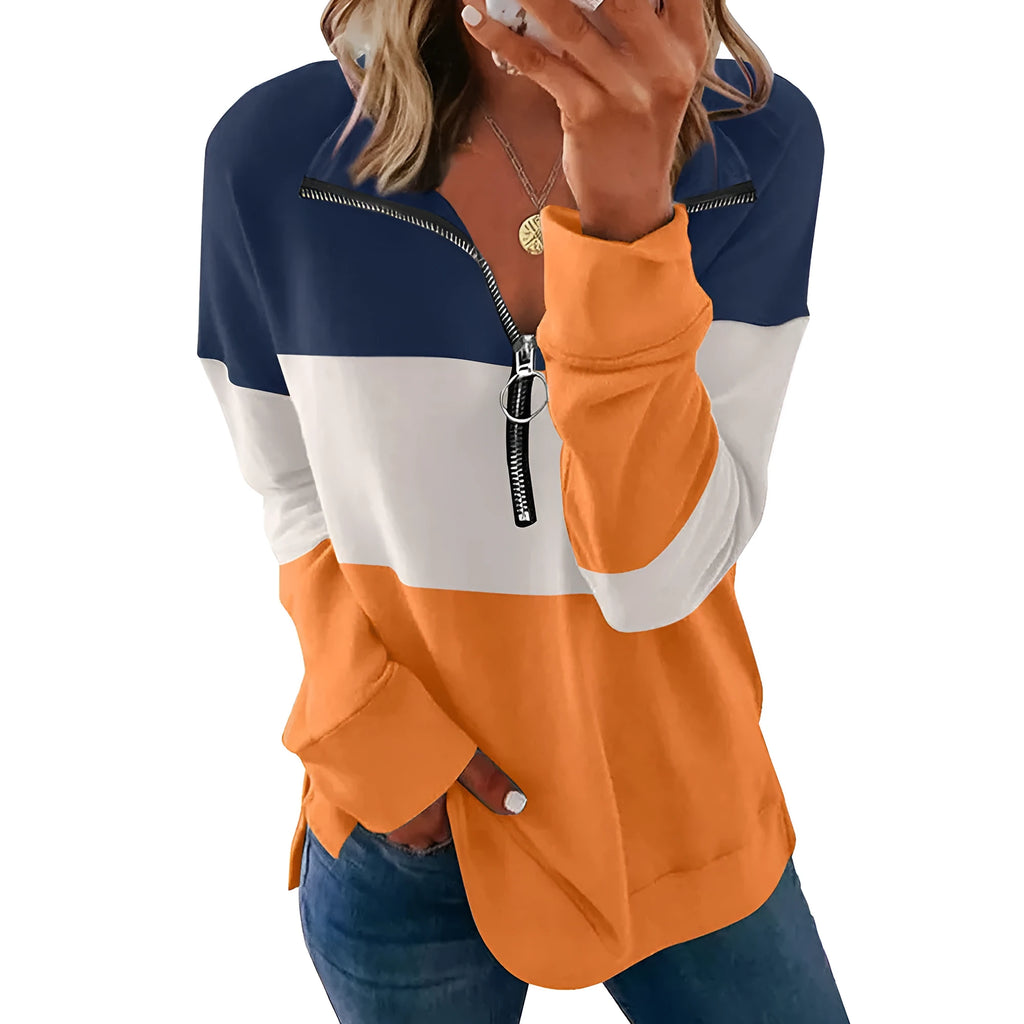 Women's loose leopard print pullover sweater in polyester, shown in multiple colour and print options.