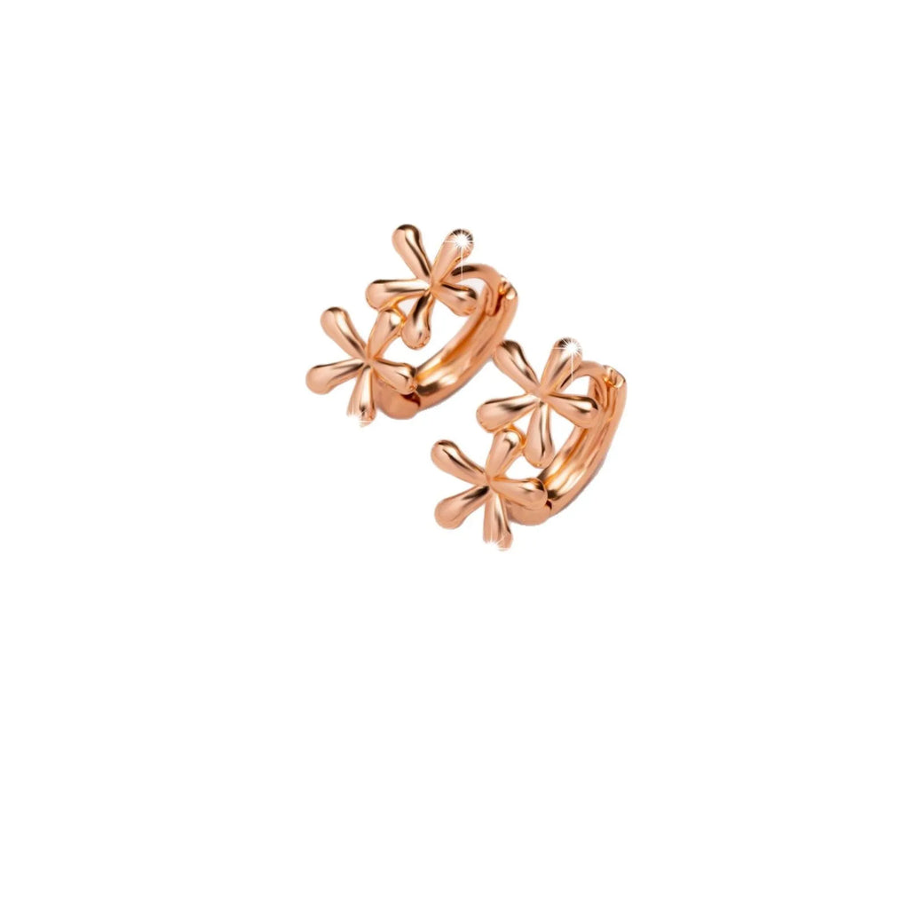 Circular rose gold electroplated waterdrop flower earrings for women