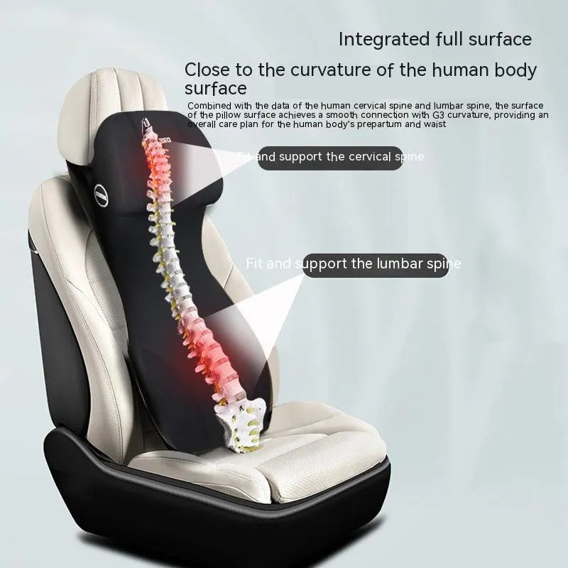 Automotive memory foam waist cushion and headrest lumbar support pillow set in various colours