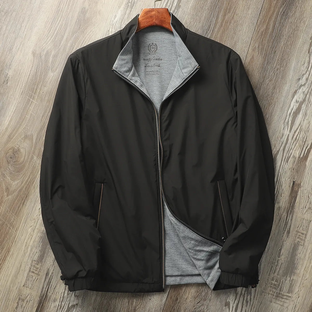 Men's stand collar casual jacket in polyester blend fabric available in multiple colours