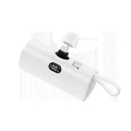 Capsule-shaped wireless power bank with digital display showing battery percentage