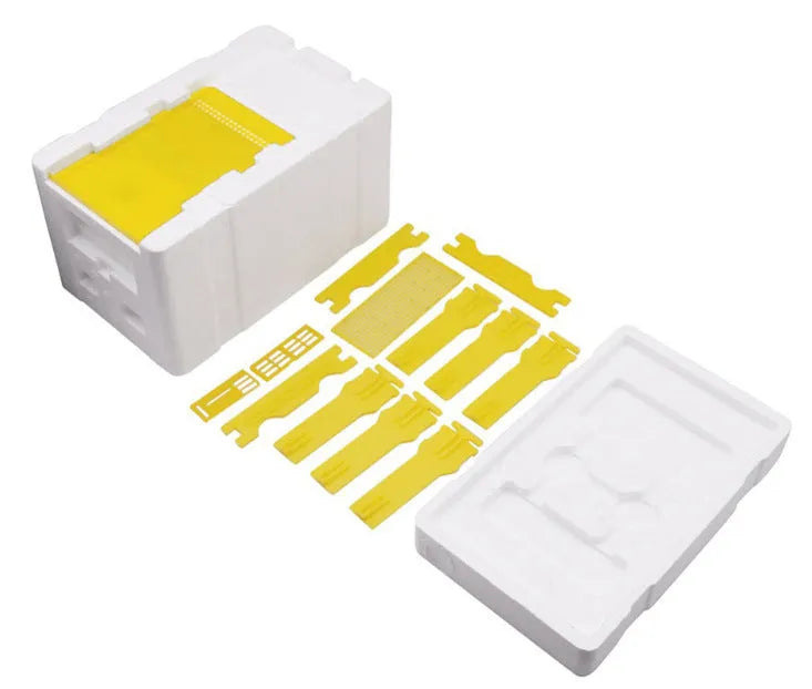 Three white foam mini delivery boxes for beehive transport and bee breeding operations