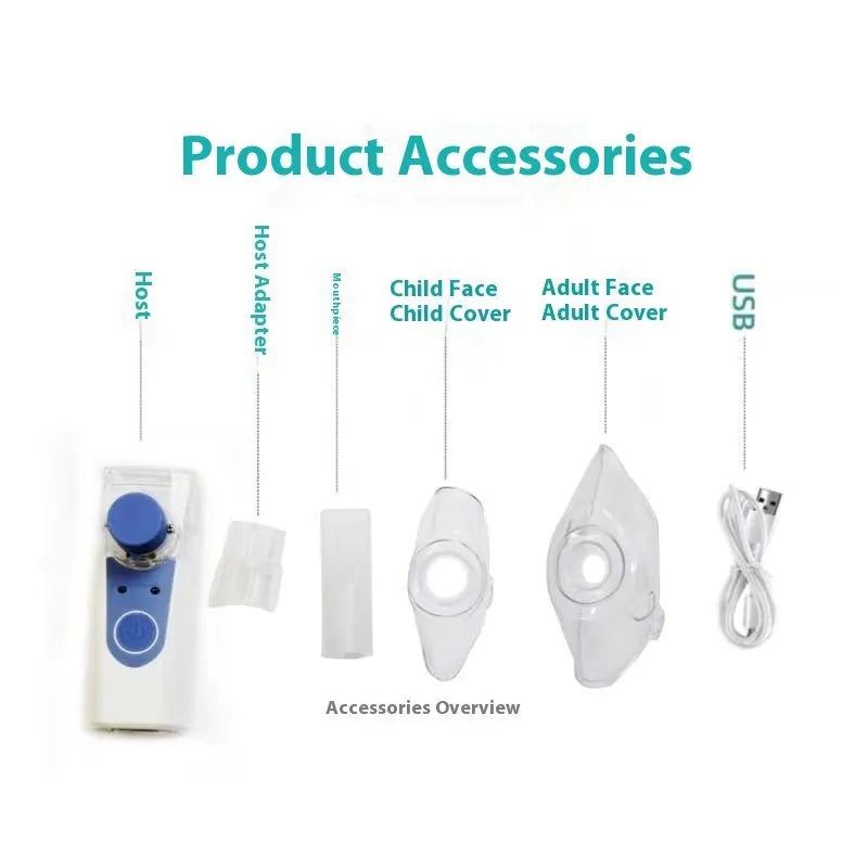 Columnar plastic USB handheld nebuliser with single fog outlet for household drug atomisation