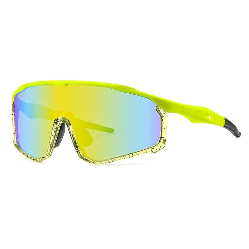 Full-frame mountaineering goggles for climbing with colourful UV-protective lenses on a black background.