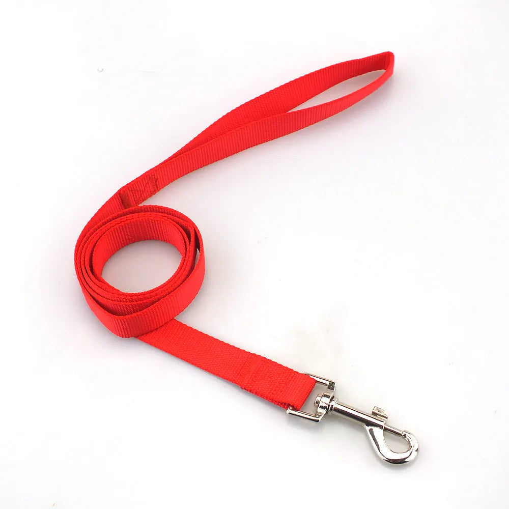 Solid colour polyester dog training rope with hand holding loop in multiple colour options