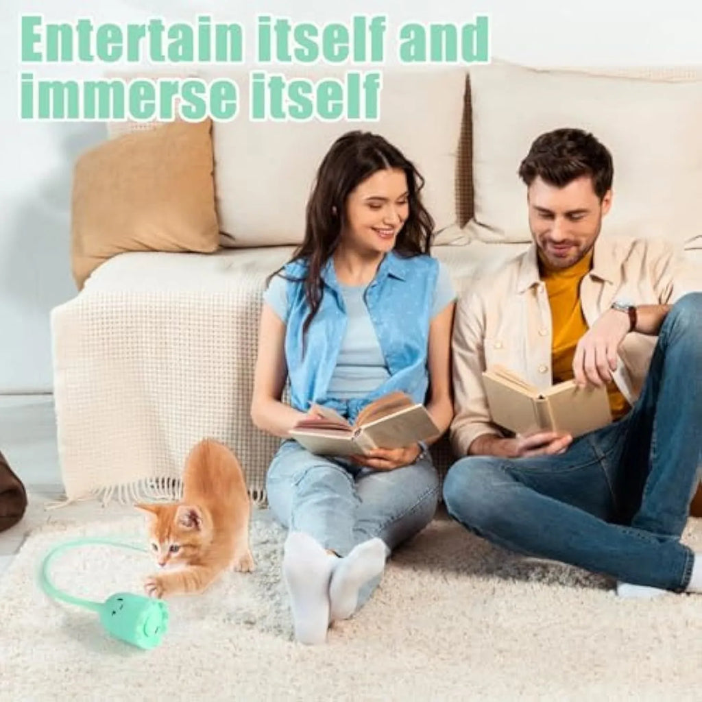 Automatic electronic cat wand toy with swinging silicone tails for indoor cat play and exercise