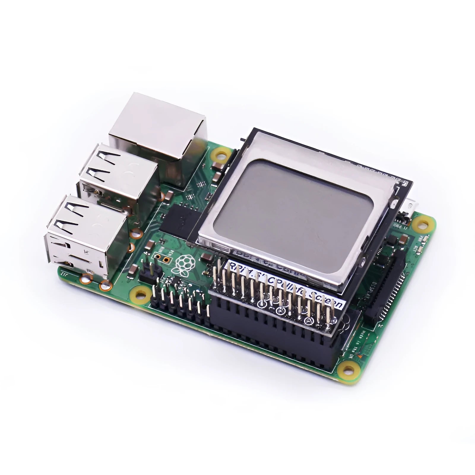 1.6-inch LCD display module for Raspberry Pi with a backlight switch, showing system information.
