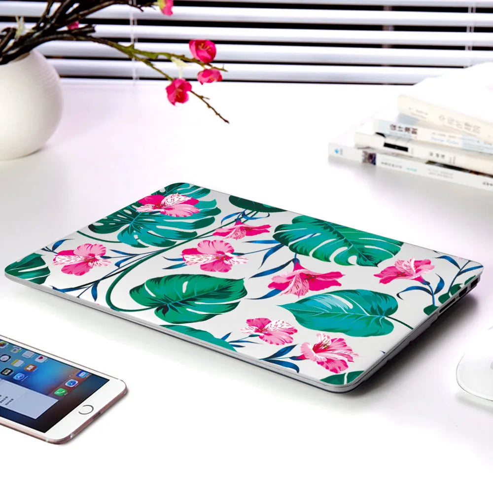 Hard plastic protective shell with floral pattern for MacBook Air 11 or MacBook Pro 12 Retina laptops