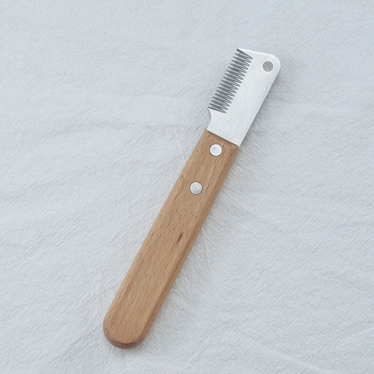 Pet stripping comb grooming tool with wood handle and metal teeth for dogs and cats