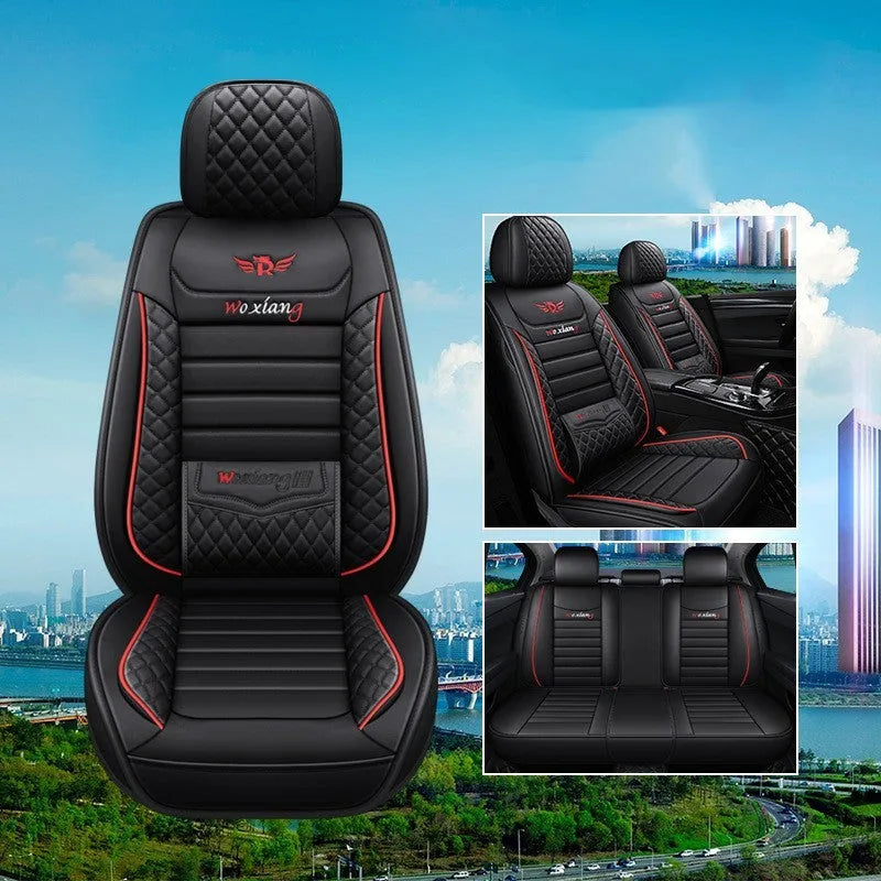Leather car seat cushion with high elastic sponge filler in universal 65x55cm size