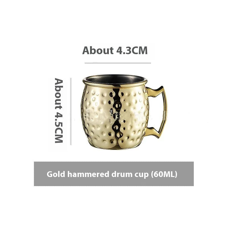 Stainless steel Moscow Mule copper plated cup with glass lining and hammer point texture
