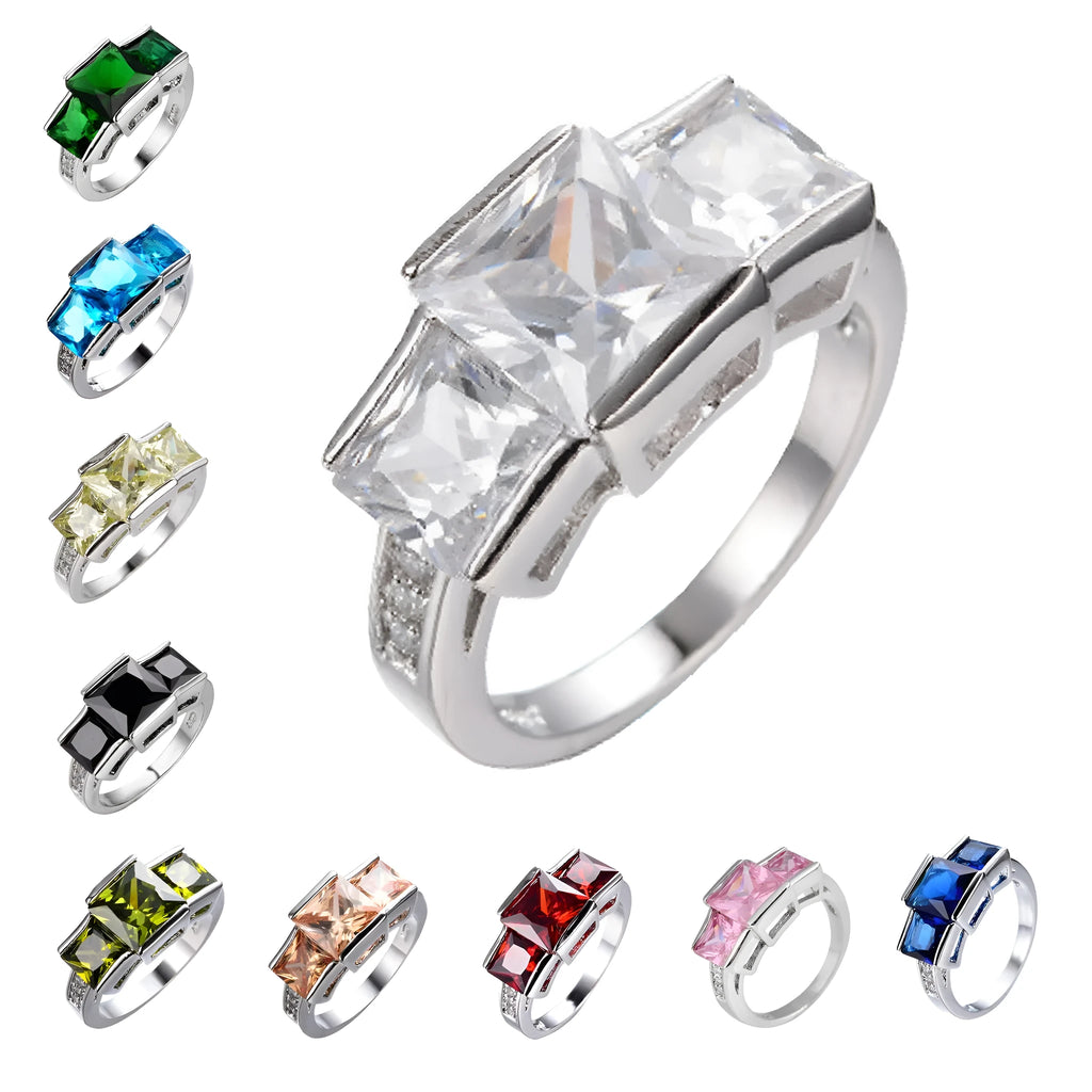 Copper electroplated geometric ring in multiple colours showing size range 6 to 10