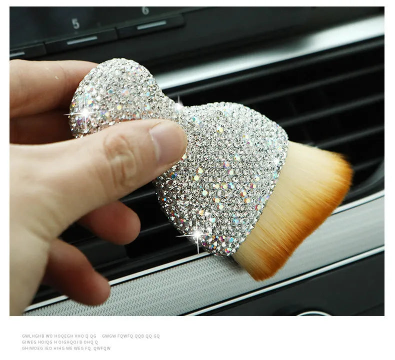 White soft PVC car interior cleaning brush for dusting dashboards and vents