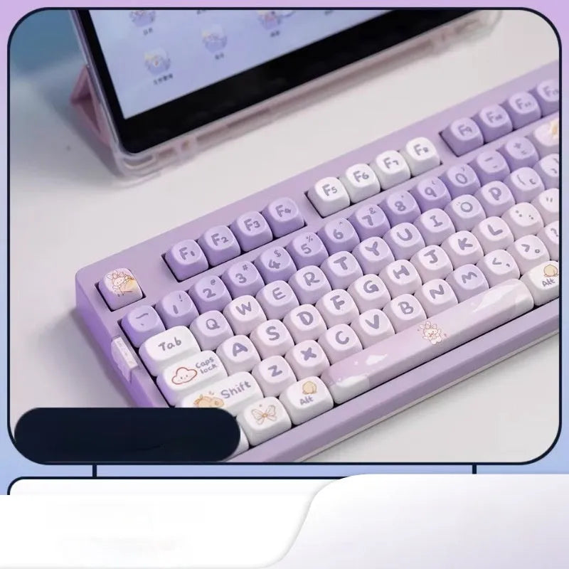 Gradient purple rabbit design PBT keycaps for mechanical keyboard customisation