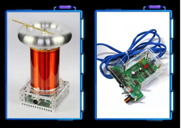 Music Tesla coil driver board unit with controller and cables for high-voltage demonstrations