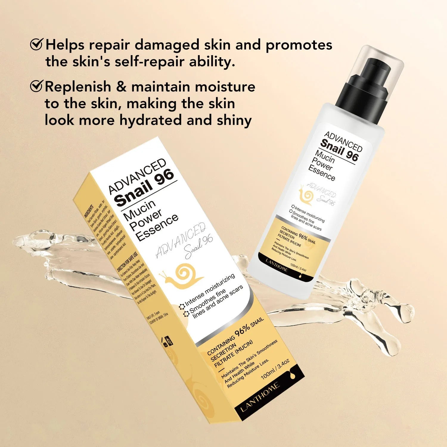 Snail snail serum moisturising facial essence 100ml bottle for universal skin care