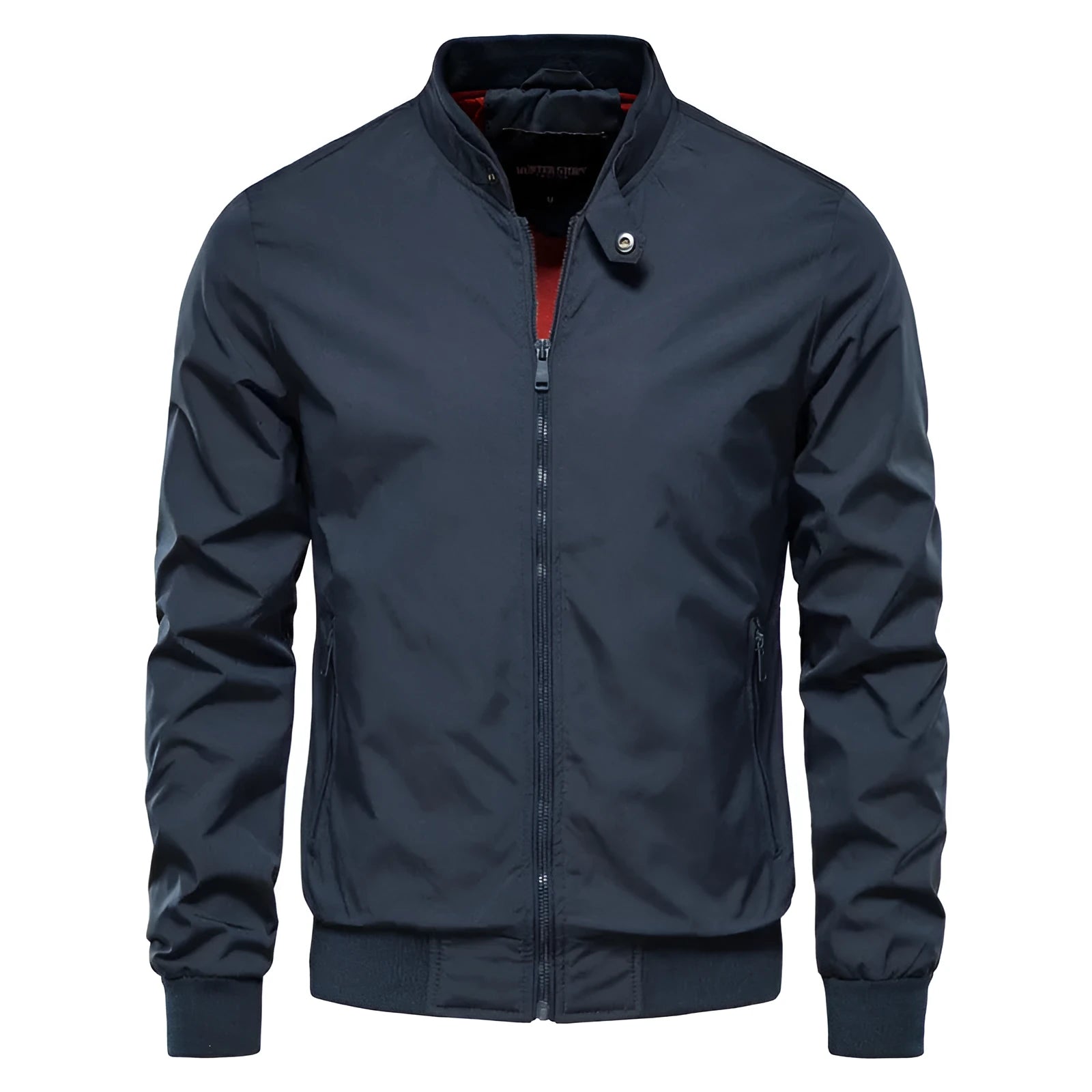 Men's solid colour casual lightweight jacket in Army Green on a hanger