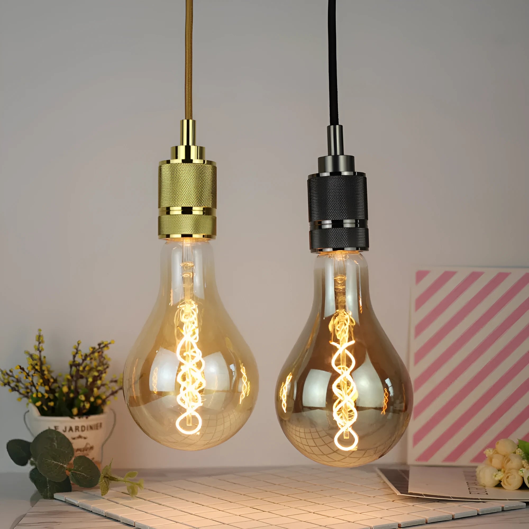 Golden double helix LED soft light strip measuring 110mm diameter with energy efficiency level 1 rating