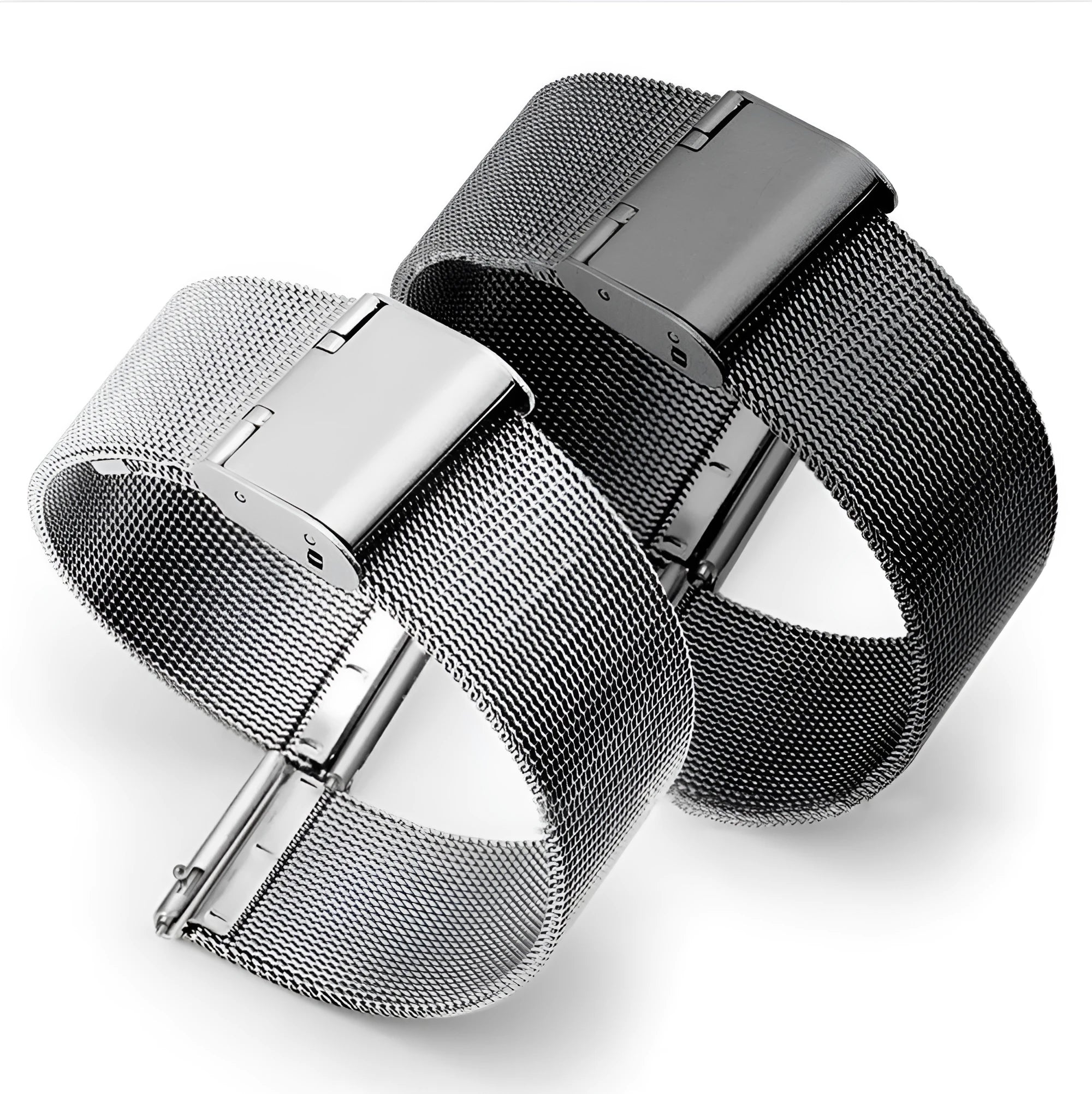 Milani silk woven stainless steel watch band in silver, black, rose gold and gold colour options