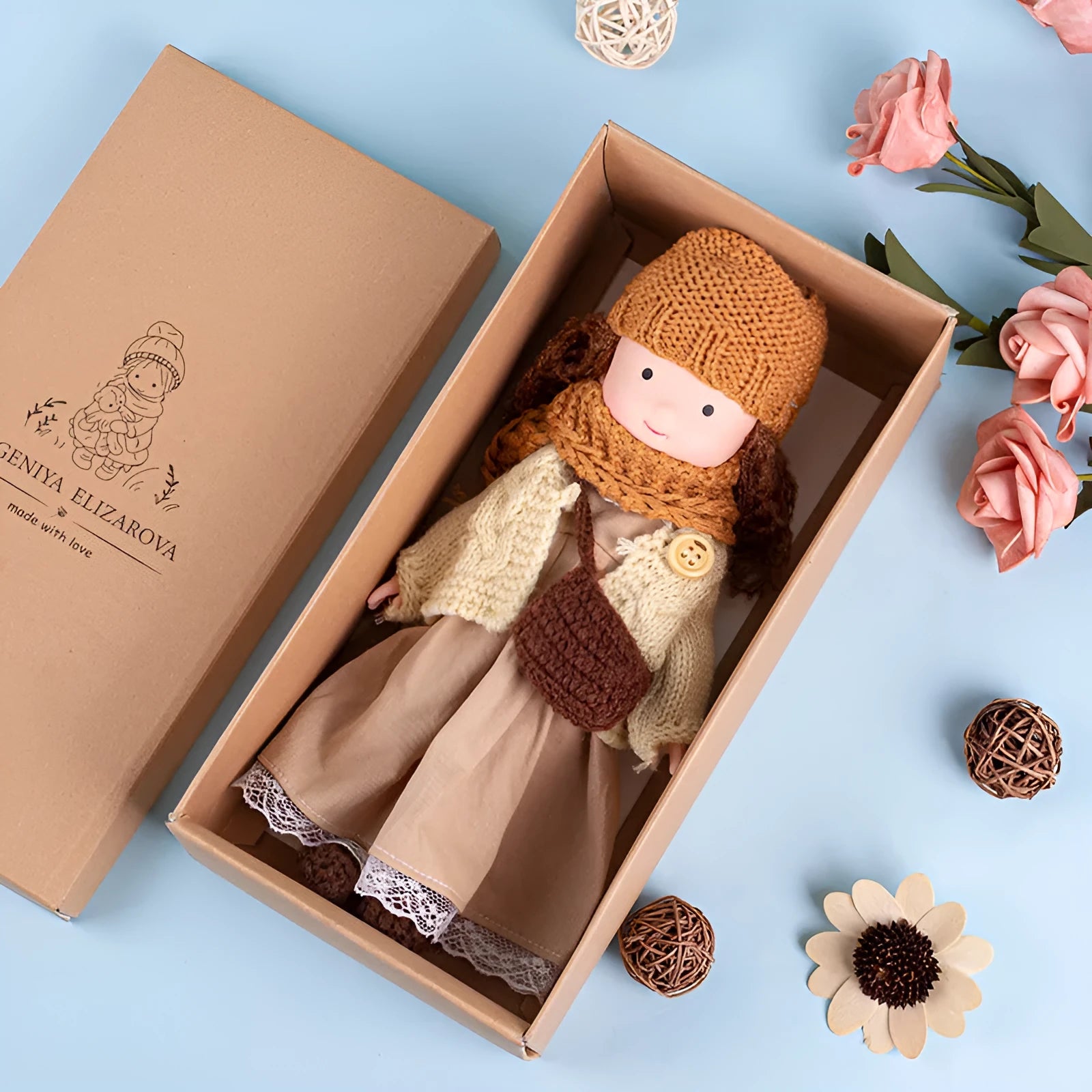Handmade Waldorf pure cotton cloth doll for teenagers aged 7 to 14 years, available in multiple colour models